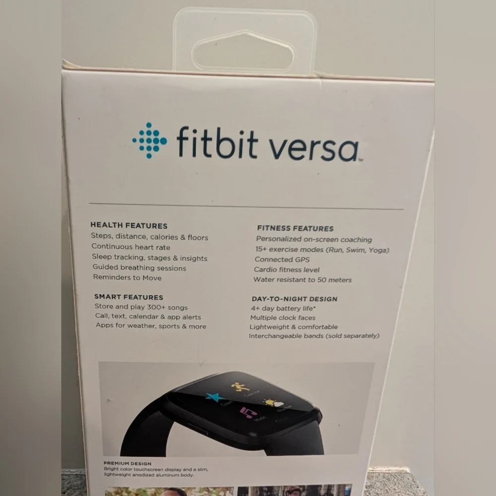 Fitbit Versa FB504 Smartwatch - Black - Small & Large Wristbands - Pre-owned